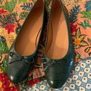 J. Crew crocodile-embossed ballet flats size 10